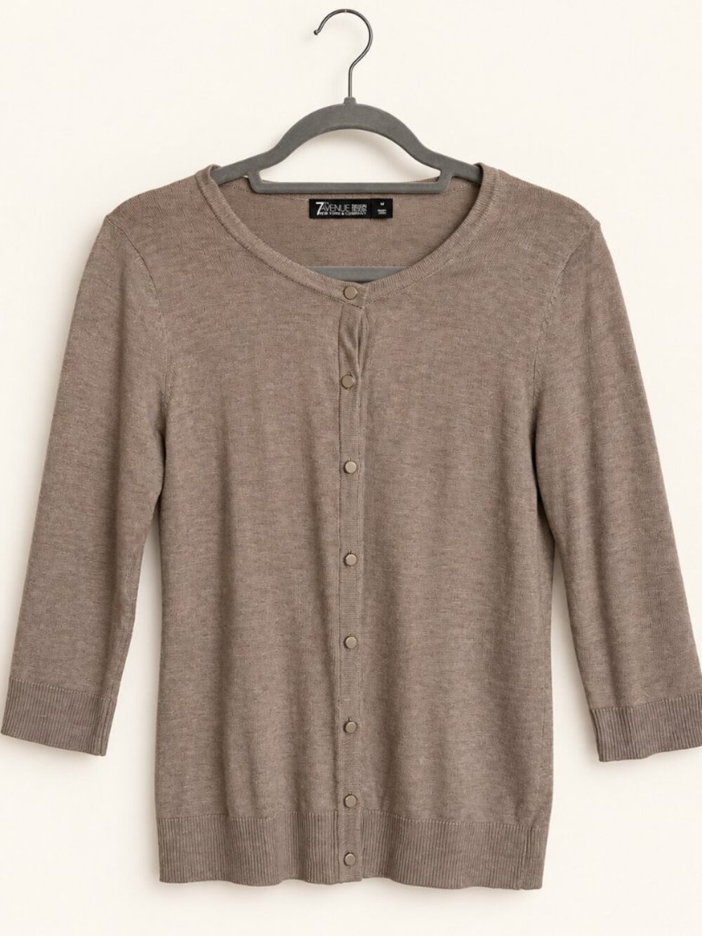 New York & Company 7th Avenue Taupe Button Front Cardigan M